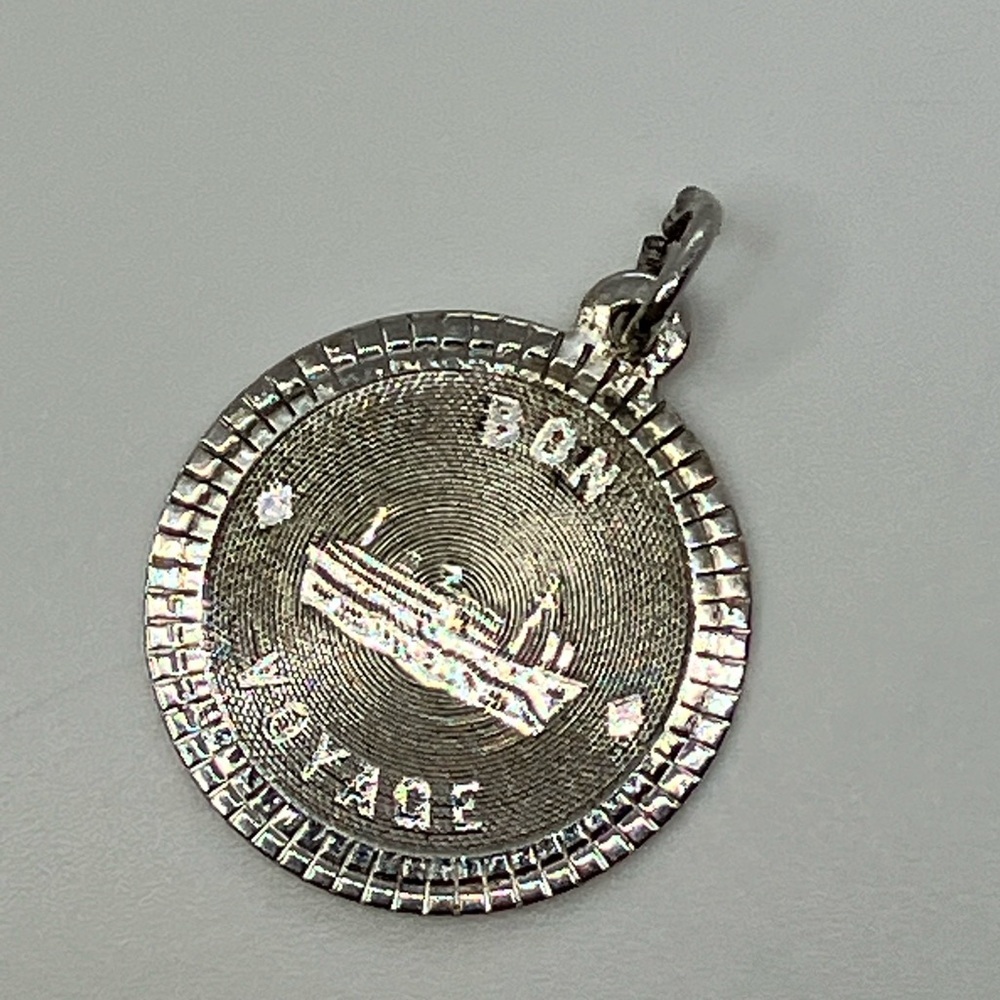 Vtg 925 Sterling Silver Bon Voyage Cruise Travel Charm / Pendant